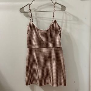 Urban outfitters brown and white plaid fitted mini dress